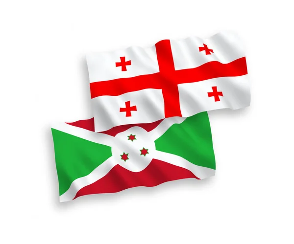 Národní Vektorové Vlny Vlajek Burundi Gruzie Izolované Bílém Pozadí Podíl — Stockový vektor