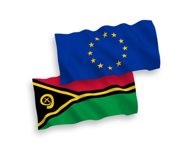 Белом Фоне Выделены Национальные Векторные Флаги Европейского Союза Республики Вануату — стоковый вектор