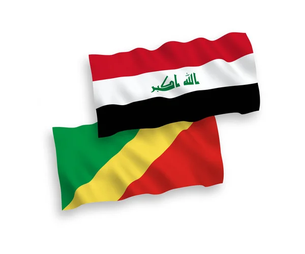 Banderas Nacionales Ondas Vectoriales República Del Congo Irak Aisladas Sobre — Archivo Imágenes Vectoriales