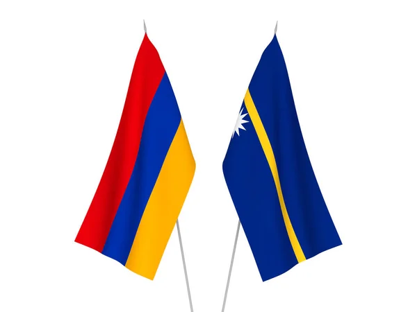 Nationalfahnen Von Armenien Und Der Republik Nauru Isoliert Auf Weißem — Stockfoto