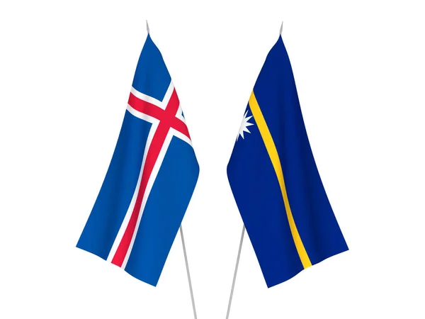 Белом Фоне Выделены Национальные Тканевые Флаги Ледника Республики Науру Трехмерная — стоковое фото