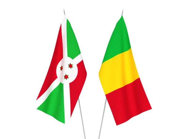 National Fabric Flags Mali Burundi Isolated White Background Rendering Illustration — Φωτογραφία Αρχείου