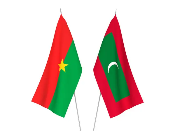 National Fabric Flags Maldives Burkina Faso Isolated White Background Rendering — Fotografia de Stock