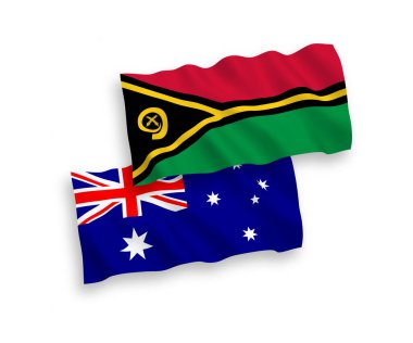 Beyaz arka planda Avustralya ve Vanuatu Cumhuriyeti bayrakları