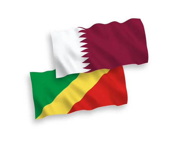 Drapeaux de la République du Congo et du Qatar sur fond blanc — Image vectorielle