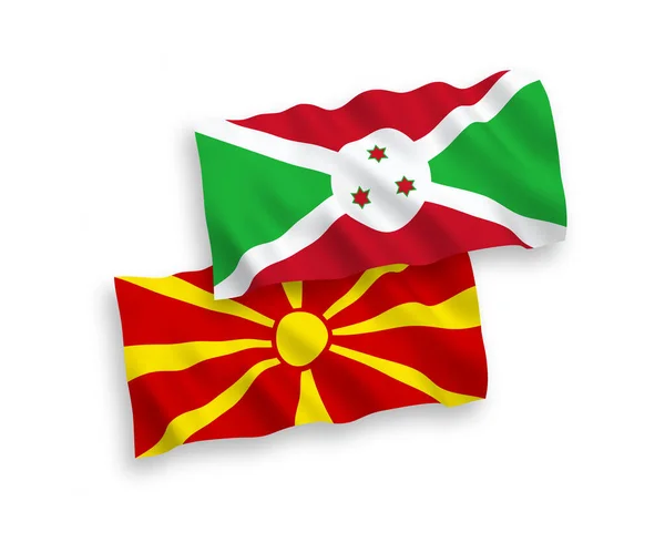Banderas de Burundi y Macedonia del Norte sobre fondo blanco — Archivo Imágenes Vectoriales