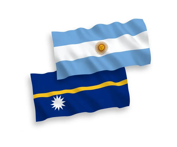 Drapeaux de la République de Nauru et de l'Argentine sur fond blanc — Image vectorielle