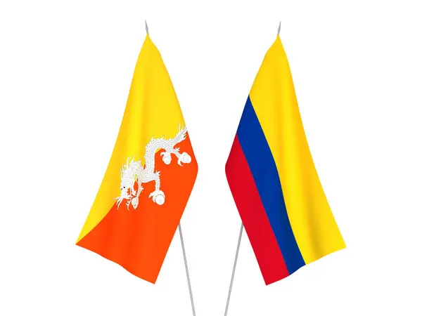 Colombia y Reino de Bután banderas —  Fotos de Stock