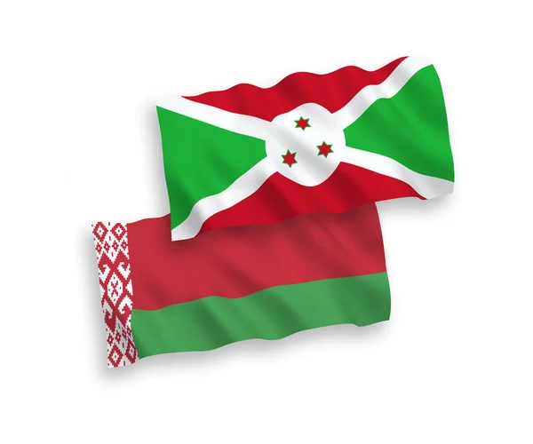 Bandiere del Burundi e della Bielorussia su sfondo bianco — Vettoriale Stock