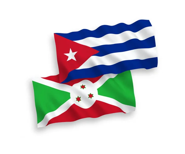 Flaggen von Burundi und Kuba auf weißem Hintergrund — Stockvektor
