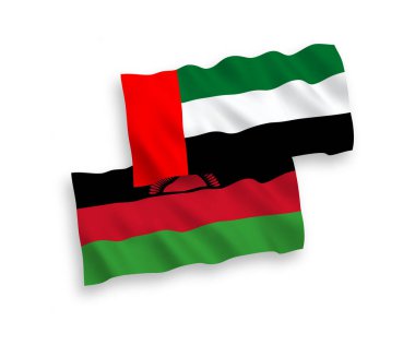 Beyaz arka planda Malavi ve Birleşik Arap Emirlikleri bayrakları