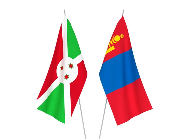 Bandeiras da Mongólia e do Burundi — Fotografia de Stock