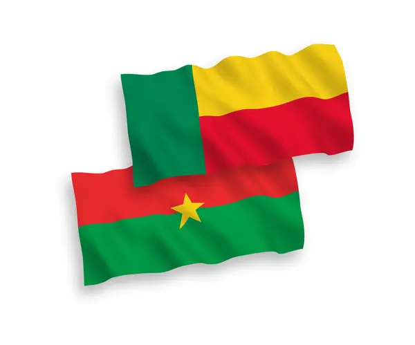 Drapeaux du Burkina Faso et du Bénin sur fond blanc — Image vectorielle