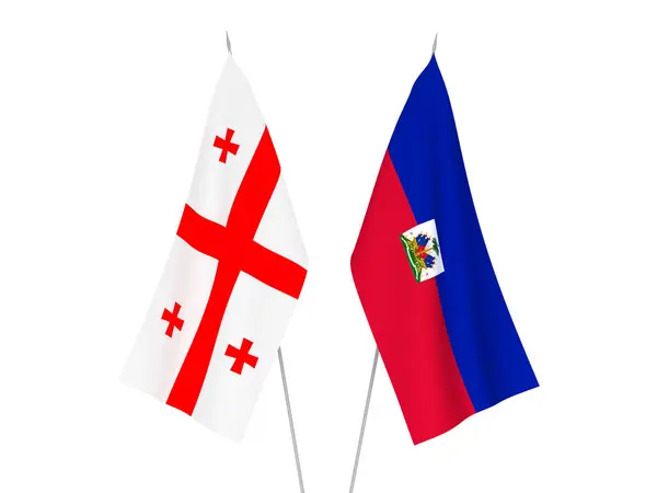 Narodowe Flagi Tkanin Gruzji Republiki Haiti Izolowane Białym Tle Ilustracja — Zdjęcie stockowe