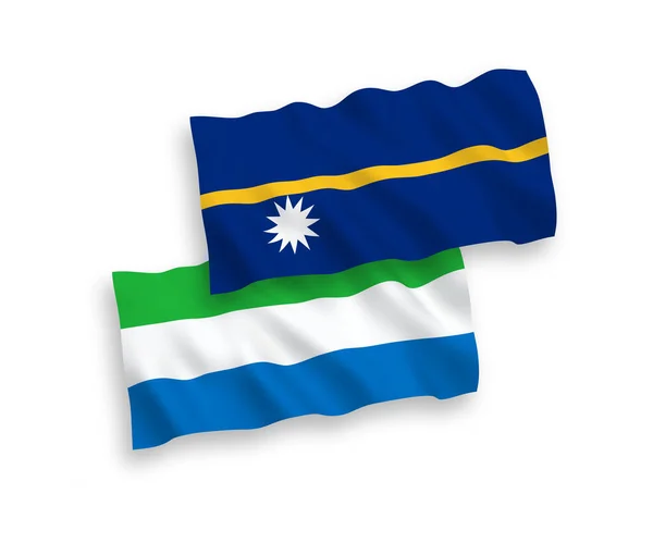 Флаги Республики Науру Сьерра Леоне Выделены Белом Фоне Соотношение — стоковый вектор