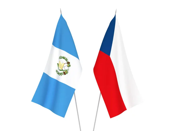 Nationale Stoffen Vlaggen Van Republiek Guatemala Tsjechië Geïsoleerd Witte Achtergrond — Stockfoto