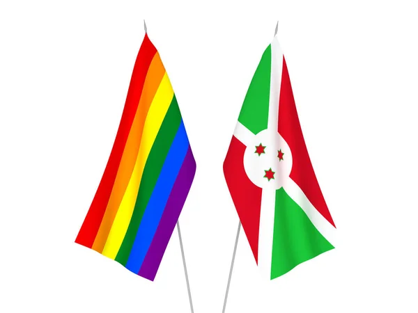 Narodowe Flagi Tkanin Tęczowej Dumy Gejowskiej Burundi Izolowane Białym Tle — Zdjęcie stockowe