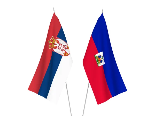 塞尔维亚和海地共和国的国旗以白色背景隔离 3D渲染说明 — 图库照片