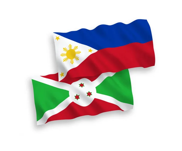 Banderas Nacionales Ondas Vectoriales Burundi Filipinas Aisladas Sobre Fondo Blanco — Vector de stock