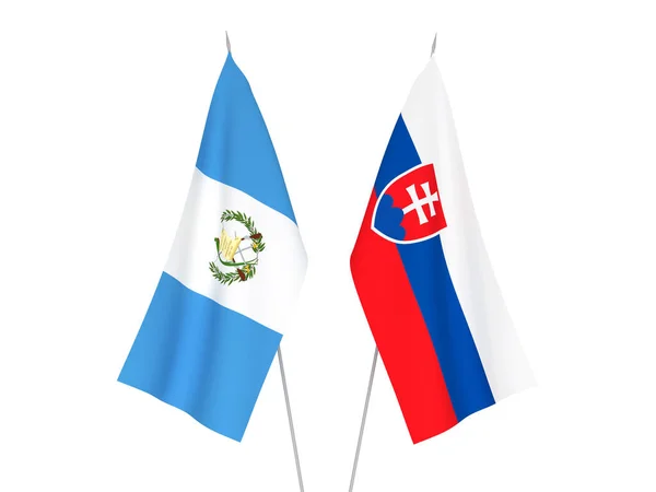 Флаги Республики Гватемала Словакии Выделены Белом Фоне Трехмерная Иллюстрация — стоковое фото