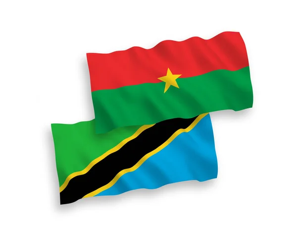 Bandeiras Onda Tecido Vetorial Nacional Burkina Faso Tanzânia Isoladas Fundo —  Vetores de Stock