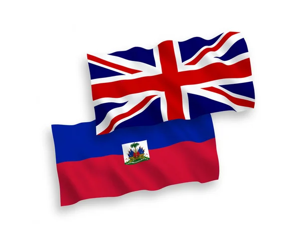 Drapeaux Ondes Vectoriels Nationaux Grande Bretagne République Haïti Isolés Sur — Image vectorielle