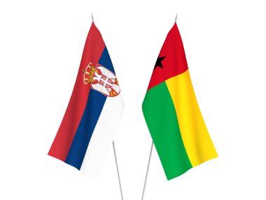 Sırbistan ve Gine Cumhuriyeti bayrakları beyaz arka planda izole edildi. 3d resimleme.