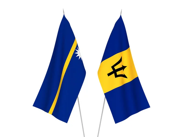 National Fabric Flags Barbados Republic Nauru Isolated White Background Rendering — Stock Photo, Image