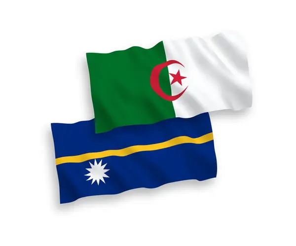 National Vector Fabric Wave Flags Republic Nauru Algeria Isolated White — Stock Vector