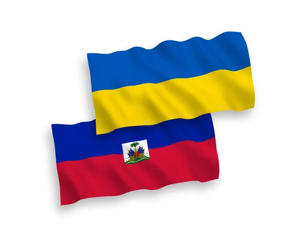 具有白色背景的海地共和国和乌克兰国旗 — 图库矢量图片