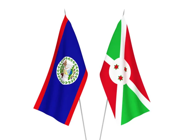 Nationale Stoffen Vlaggen Van Burundi Belize Geïsoleerd Witte Achtergrond Weergave — Stockfoto