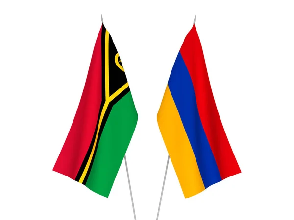 Národní Textilní Vlajky Arménie Republiky Vanuatu Izolované Bílém Pozadí Vykreslování — Stock fotografie