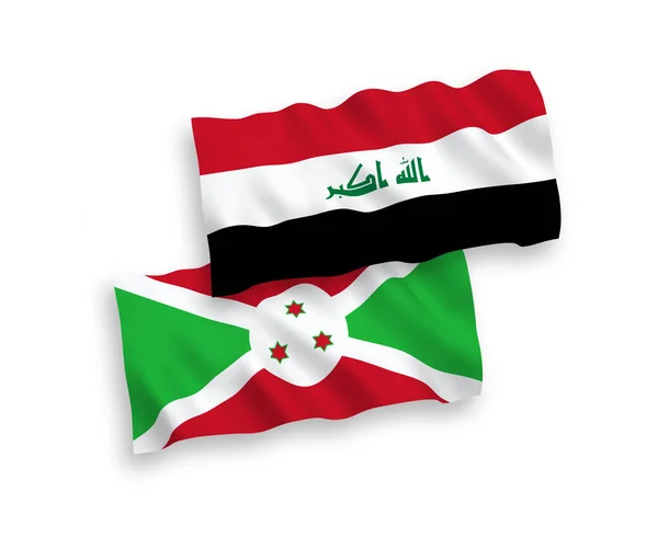 National Vector Fabric Wave Flags Burundi Iraq Isolated White Background — Archivo Imágenes Vectoriales