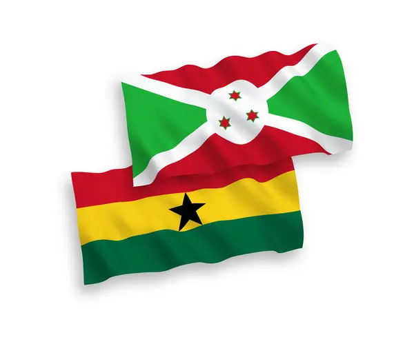 National Vector Fabric Wave Flags Burundi Ghana Isolated White Background — ストックベクタ