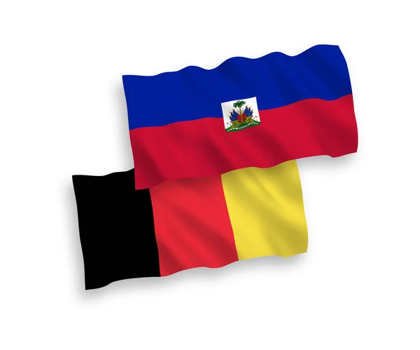 National Vector Fabric Wave Flags Republic Haiti Belgium Isolated White —  Vetores de Stock