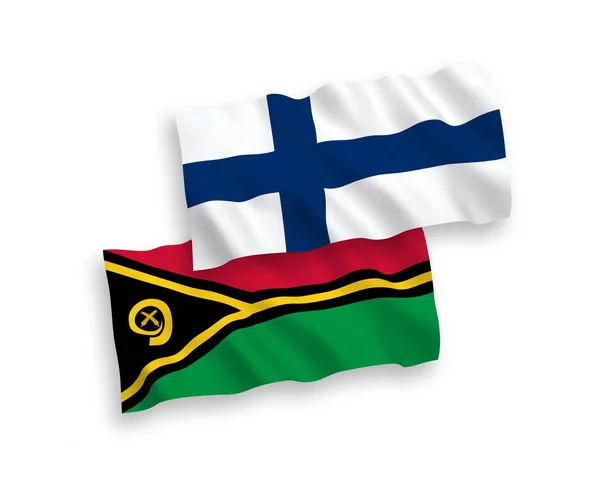 Nationale Vectorweefsel Golf Vlaggen Van Finland Republiek Vanuatu Geïsoleerd Witte — Stockvector