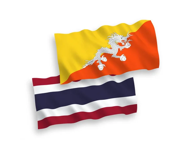 Εθνικές Σημαίες Κύμα Ύφασμα Διάνυσμα Του Βασιλείου Του Μπουτάν Και — Διανυσματικό Αρχείο