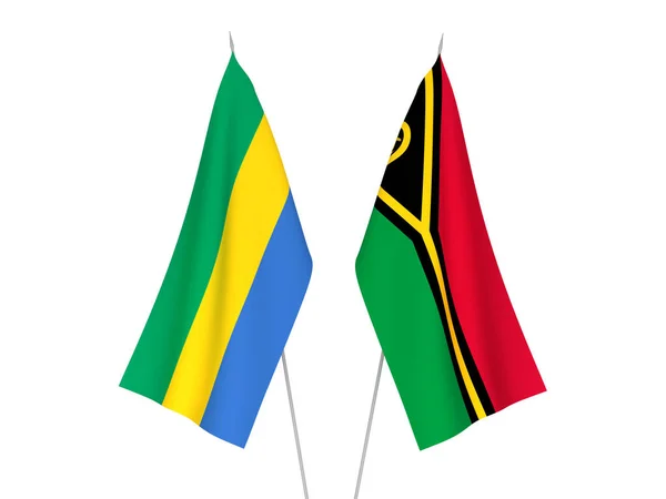 National Fabric Flags Gabon Republic Vanuatu Isolated White Background Rendering — Zdjęcie stockowe