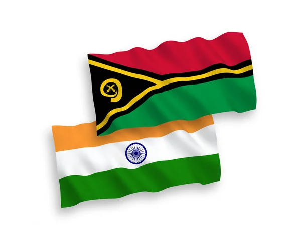 Beyaz Arka Planda Hindistan Vanuatu Cumhuriyeti Nin Ulusal Taşıyıcı Kumaş — Stok Vektör