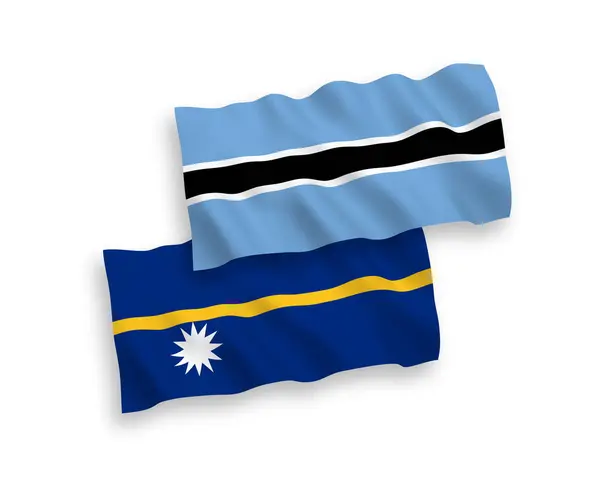 瑙鲁共和国和博茨瓦纳的国家病媒织物波条旗在白色背景下隔离 1比2的比例 — 图库矢量图片