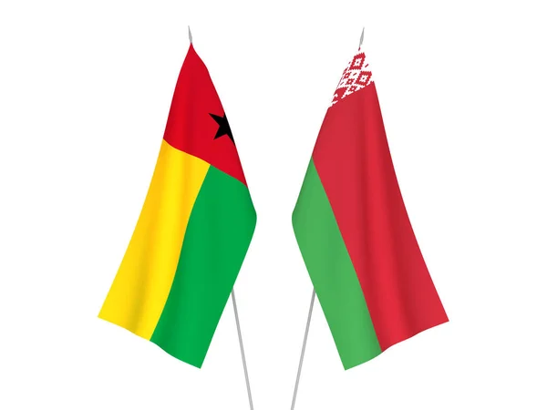 Fehéroroszország Bissau Guineai Köztársaság Nemzeti Szövetzászlói Fehér Alapon Elszigetelve Renderelés — Stock Fotó