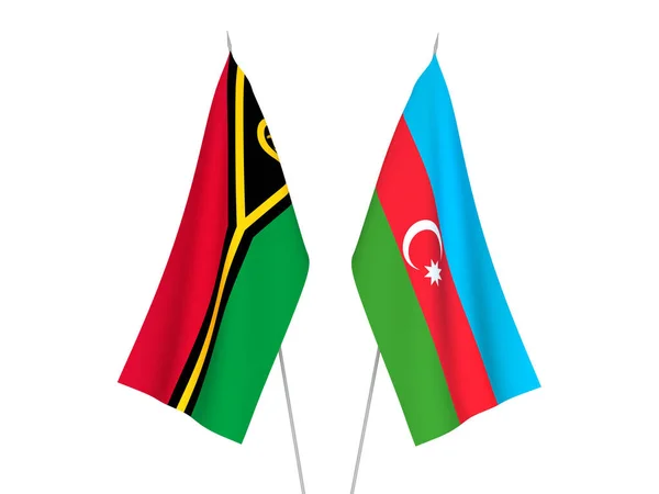 Drapeaux Nationaux Tissu République Azerbaïdjan République Vanuatu Isolés Sur Fond — Photo