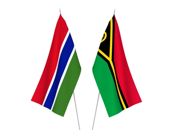 National Fabric Flags Republic Gambia Republic Vanuatu Isolated White Background — Stock Photo, Image