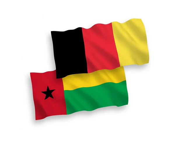 Національні Векторні Прапори Хвиль Республіки Гвінея Бісау Бельгії Ізольовані Білому — стоковий вектор
