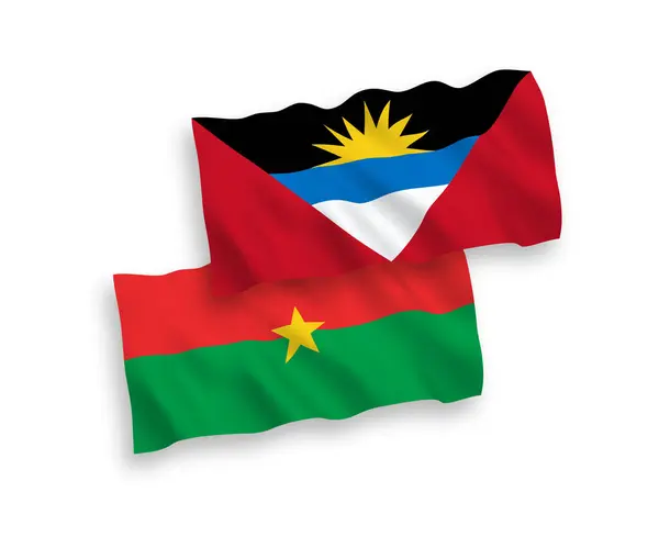 Banderas Nacionales Ondas Vectoriales Burkina Faso Antigua Barbuda Aisladas Sobre — Vector de stock