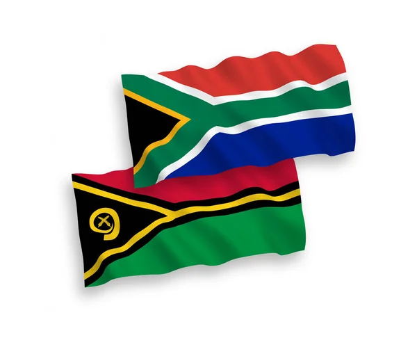 Bandeiras Onda Tecido Vetorial Nacional República Vanuatu República África Sul —  Vetores de Stock
