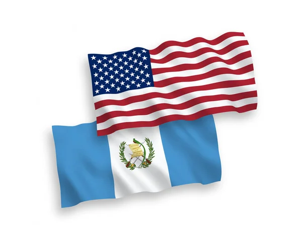 Bandeiras da República da Guatemala e América em um fundo branco —  Vetores de Stock