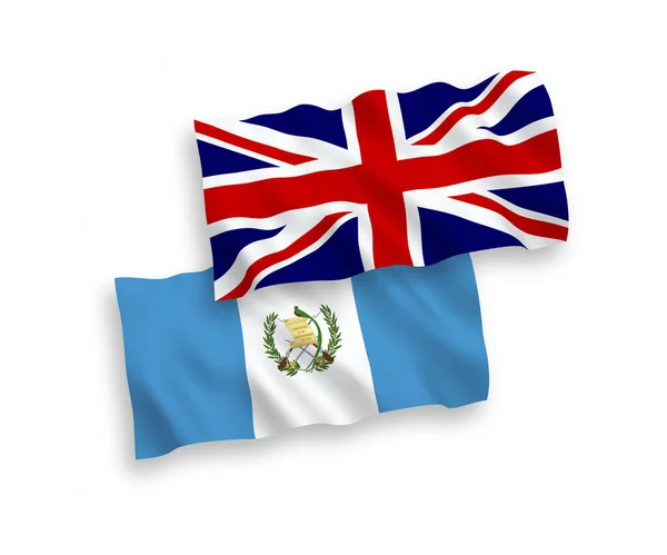 Σημαίες της Μεγάλης Βρετανίας και της Δημοκρατίας της Γουατεμάλας σε λευκό φόντο — Διανυσματικό Αρχείο