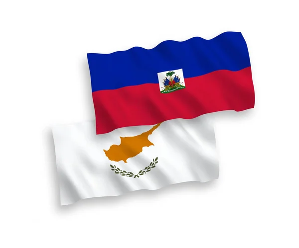ธงของไซปรัสและสาธารณรัฐเฮติบนพื้นหลังสีขาว — ภาพเวกเตอร์สต็อก