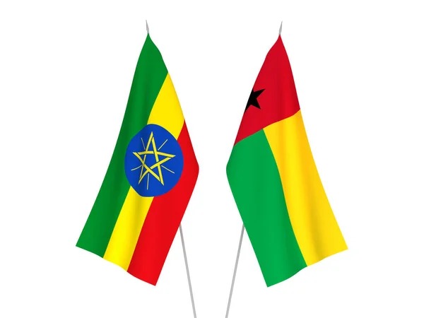 埃塞俄比亚和几内亚比绍共和国国旗 — 图库照片